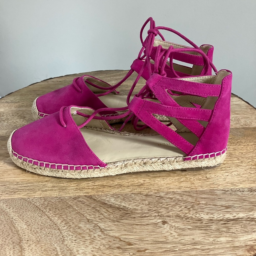 Marc Fisher Hot Pink Suede Lace Up Espadrilles New 7M